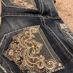 Hydraulic denim Embellished Blue Jeans skinny jeans